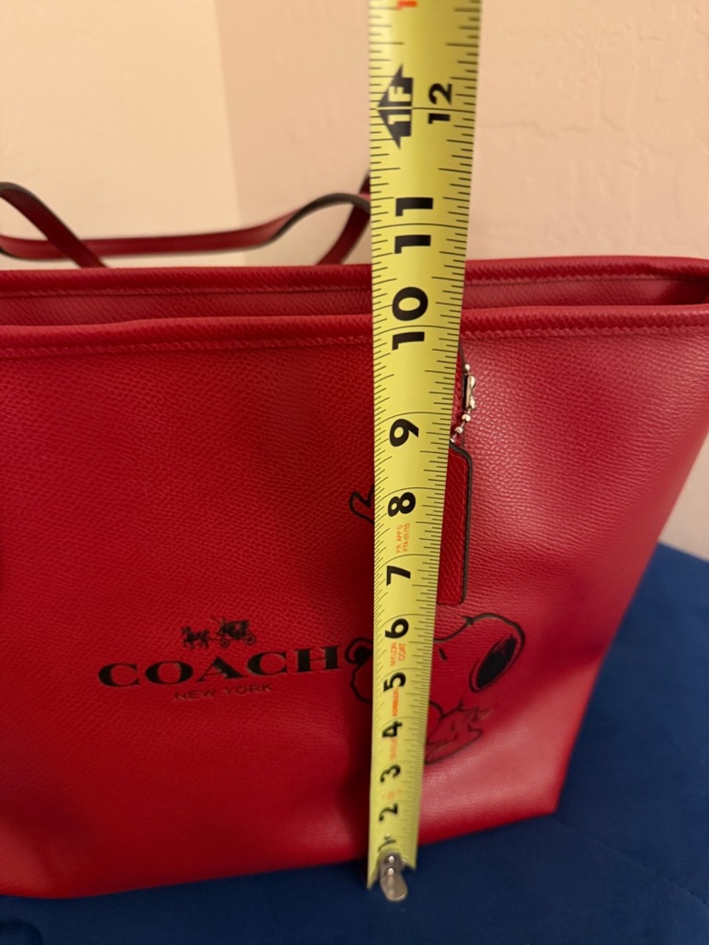 Coach Red Leather Tote with Snoopy Illustration. Never used. - Picture 3 of 5